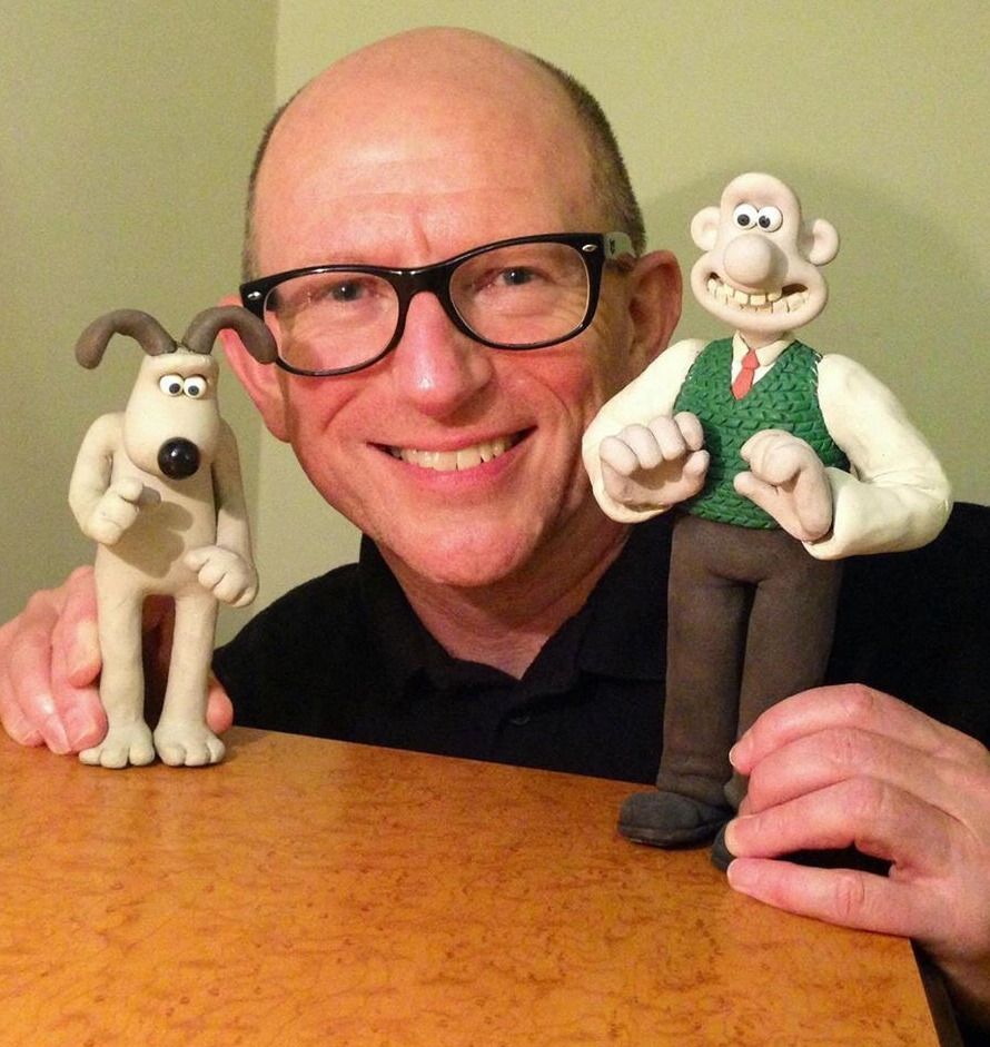 Bernie alongside his favourite characters 'Wallace and Gromit'.